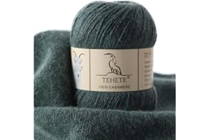 TEHETE Lana Gomitolo,100% Cashmere Filo Filati per Maglieria e Uncinetto, 3-Strati 50g 250m, Perfetto per Il Fai da Te e Il Lavoro a Mano-verde