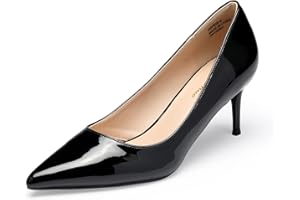 GENSHUO Wysokie obcasy dla kobiet klasyczne palce niski obcas 6 cm/2,36 cala eleganckie zamknięte palce szpilki igłowane do pracy ślub wieczór