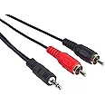 PremiumCord Klinke auf Cinch Y Kabel 1,5m, Klinkenstecker 3,5mm auf 2x Cinch RCA Stecker, Jack zu RCA, Stereo Audio, Für Digi