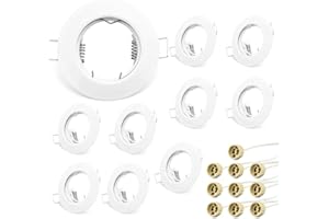 KYOTECH LED Recessed Ceiling Light Mounting Frame Round White Spotlight Fittings incl. GU10 Socket, Downlight Frame for Ceiling Spotlight MR16 GU10 and Halogen Bulb, Recessed Lighting 10 Pack