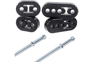 Wokape 6 pezzi di gomma di scarico auto gancio isolante staffa boccola montaggio con asta di scarico universale diritta in acciaio inox (2 fori 4 fori, diametro foro 1,2 cm)