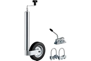 Wiltec Stödhjul för släpvagn upp till 362 kg ø48 mm, stödfot med klämfäste med punkteringssäkert hjul