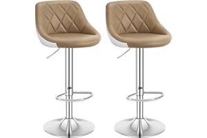 ‎WOLTU WOLTU Design 2-kolorowy stołek barowy z uchwytem, zestaw 2 szt., bezstopniowa regulacja wysokości, stal chromowana, guma antypoślizgowa, łatwa w pielęgnacji sztuczna skóra, dobrze wyściełane