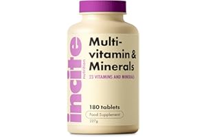 Incite Nutrition Multivitamin Tablets. 180 Vegan Tablets, 6 Month Supply. Daily Formula with 23 Vitamins & Minerals. Immune Support, Energy, Bone Health. Suitable for Vegetarians & Vegans