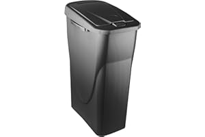 M home by Mazzei Mondex - Poubelle de Tri Sélectif 25L en Plastique - Ouverture facile Push - Coloris Gris Anthracite - Idéale pour Cuisine, Salle de Bain, Cellier - Fabriquée en France