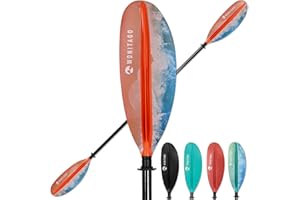 WONITAGO Kayak Paddles with Fiberglass Shaft and Reinforced PP Blade, Floating Adjustable Kayaking Oars, 3 Piece, 240-260 cm/94-102 Inches, Ocean Orange