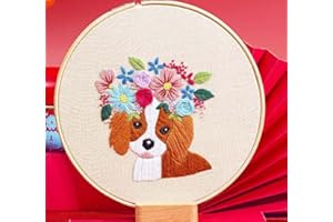 THAT'S IDEAL MARKETPLACE Animal Pattern Embroidery kit for Beginners Adults and Children, 15cm Embroidery Sewing kit, 20cm Embroidery Sewing Learning kit, Sewing Hobby kit (Beagle (20cm))