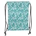 Produktbild Drawstring Backpacks Bags,Light Blue,Neo Camouflage Tropical Summer Pattern Palm Tree Leaves Hawaiian Decorative,Light Blue Turquoise White Soft Satin,5 Liter Capacity,Adjustable S