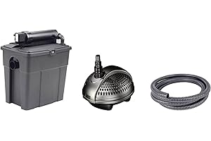 Pontec set filtre étang 8000 avec filtre uv et pompe Plastique, Noir