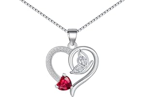 Tusuzik Collane in Argento per Donna Farfalla Ciondolo a Cuore Bianco Catenina Argento 925 Donna Compleanno Natale Matrimonio Regali Di San Valentino