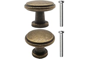 LNEE FUXXER Lot de 2 poignées pour meubles anciens tiroirs style rustique vintage bronze laiton cuisine buffet 26 x 21 mm