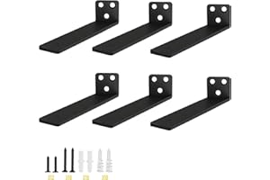 YFCVIP 6 Stück Regalträger, Schwarz Metall L-Eckstrebe Dekorative Regalhalterungen Schwerlastträger mit Befestigungsschrauben für Studierzimmer | Wohnzimmer | Büro | Küchen