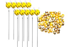 PURPLE STAR 109Pcs/Pack Mini Bee Garden Ornament Bee Decorative Garden Stakes for Plants Bee Stickers Decor Bees Stake Flowers Pots Decorations Outdoor Outside Yard Lawn Spring Gifts Yellow