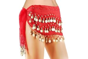 boocooberg Bauchtanz HüFttuch,PiratenkostüM Damen,Bauchtanz KostüM,Piraten Accessoires Damen,Wahrsagerin KostüM,Damen Bauchtanz Schal Mit 128 GoldmüNzen FüR Yoga, Bauchtanz, Zumba, Latin Dance