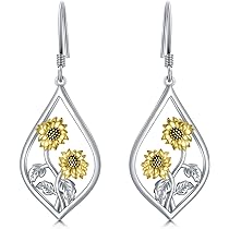 VONALA Orecchini A Goccia Girasole In Argento 925 Con Pietra Di Luna - Gioiello Regalo Per Donna