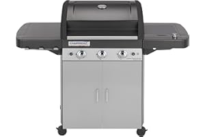Campingaz 3 Series Classic LS Plus Barbacoa a Gas con 3 quemadores de acero inoxidable (9.6 kW potencia) y un asador lateral (2.3 kW potencia) | 11.9 kW de potencia totales | Sistema de limpieza InstaClean para una limpieza fácil