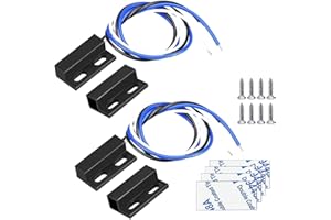 Gebildet Zestaw 2 Czarnych Przełączników Magnetycznych, Okablowanie NO/NC,Wpuszczony Czujnik Drzwi, Ukryty Kontakt okienny, Przełącznik Reed do Kontroli dostępu, Wymiana systemu alarmowego