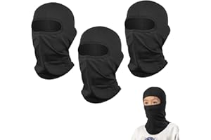 SEFIRST 3 Pcs Cagoule Enfants, Masque de Ski, Cagoule Moto Balaclava Hiver Tour de Cou Enfants Coupe, Protection UV, Charpe de Cou d'été pour Vélo Running Snowboard Chaud sous Casque (Noir)
