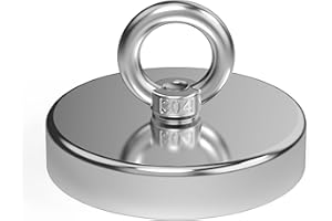 Magnetpro Angelmagnet, 455 kg Zugkraft, starker Neodym-Magnet, strapazierfähig, Seltenerd-Magnete mit Augenschraube, Durchmesser 9 cm, für Magnetfischen, Jagd, Apportieren im Fluss