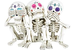 Nemesis Now Statuetta di scheletro di Calaveras Tre Saggi 20,3 cm, Poliresina, Bianco, Taglia Unica