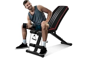 OUNUO Adjustable Weight Bench - Utility Foldable Workout Bench Incline/Decline Flat Weight Lifting Bench Press for Home Gym Fitness (Black)