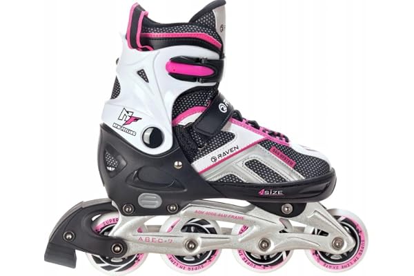 Raven - Roller en Ligne du 37 au 40 Adulte Enfant Mixte Taille Ajustable Noir/Menthe Raven
