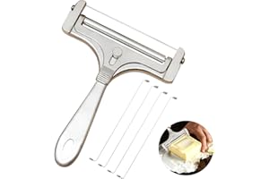 ZSMJAER Trancheur Manuel à Fromage, Apportez Jeu de 4 Fils de Rechange, Coupe Fromage de En Inox, Roulette, Réglables en Épaisseur