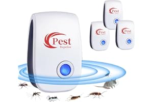 HEEGFF Ultrasonic Pest Repeller, 4 PCS Powerful Mouse Repeller Plug-In Pest Control, Rat Repeller Pest Control Effective for Mice Spider Mosquito Spiders Flies Ants Radiation Free