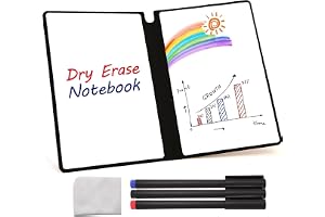 Bukela 9.5"x7" Mini Whiteboard with 3 Colour White Board Markers, 1 Sponge, Double-Sided Portable Mini Writing Board, Wipe Clean with PU Cover for Office, School