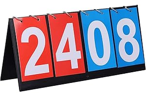 HUNPHY Marcador Deportivo, Marcador de Mesa Portátil, Marcador de Puntuación Flip, Tablero de Puntaje de Competencia Multifunción de 4 Dígitos, para Competiciones de Baloncesto, Fútbol, Béisbol