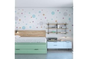 VIPOL vinilo decorativo Serie juvenil de círculos adhesivos para pared, para componer un mural en la pared con pegatinas 72 piezas de colores en diferentes tamaños (CHUCHES)