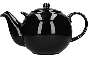 London Pottery Globe Théière extra large en céramique avec passoire Noir brillant Capacité 10 tasses (3 litres)