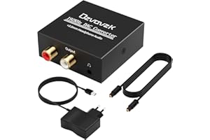 Ozvavzk Konwerter optyczny na cinch, cyfrowy adapter Spdif 192 kHz DAC, konwerter cyfrowy na analogowy, optyczny kabel audio, adapter z kablem optycznym do telewizora, Blu-Ray, DVD