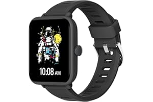 BIGGERFIVE Smartwatch Kinder, Fitness Tracker Uhr Digitale Fitnessuhr mit Schrittzähler, 24/7 Puls, 5ATM Wasserdicht, Schlaf-Monitor, Wecker, 1,5" HD-Touchscreen für Mädchen Jungen 3-14, Schwarz