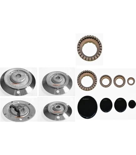 Kit 4 Corone Spartifiamma In Ottone Per Piano Cottura 4 Fuochi – Made In Italy, Copertura Smaltata Nera Lucida, Tecnogas KIT59000