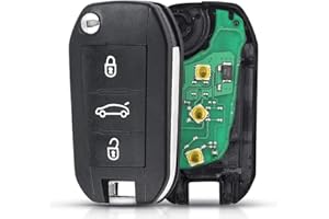 ProPlip - Llave completa con programación electrónica compatible con Peugeot 3 botones 2008 3008 308 5008 508 434 MHz Mando a distancia en blanco