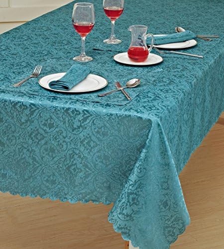 TOP QUALITY JACQUARD DAMASK TABLECLOTHS,RUNNER,NIPKIN,ALL COLOURS,SIZES & SHAPES (70”Round (178cm), TEAL)