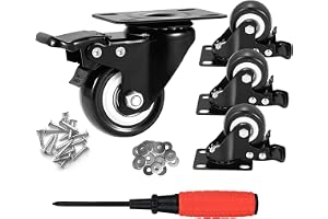 YIUBCZOQI Tunga Svängbara Hjul 38mm, 4-pack med Broms, Lastkapacitet 150kg