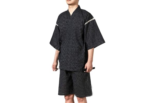 Jinbei herr japansk stil morgonrock kimono pyjamas kostym [storlek XL], Färg 08, XL