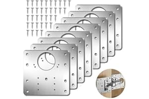 VELLICHOR EUROPE 10Pcs Stainless Steel Hinge Repair/Reinforcement Plates Set - Durable Cabinet Door Brackets, Includes 60 Carbon Steel Screws, Multi-Hole Design for Secure Fixing, Wide Application