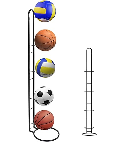 Porte-Ballons De Sport - Support Vertical En Métal à 2/3/4/5 Niveaux - Pour Basket, Foot, Volley - Organisation Équipement