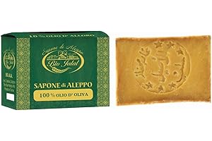 BIO JALAL sapone di aleppo originale con olio di oliva puro al 100% 1 saponetta di aleppo da 200 gr sapone corpo mani viso e capelli prodotto artigianale in Turchia