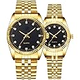 Couple Watches Fashion Silver Stainless Steel Pair Watches Men and Women Matching Quartz Wrist Watches Gifts Set of 2