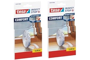 Tesa Insect Stop COMFORT Zanzariera per finestra, con rotolo di ricambio in velcro, 5,6 m, bianco, Klettband Ersatzrolle, 1