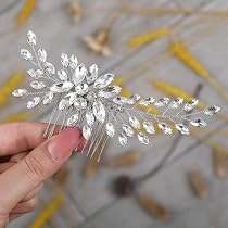 Pettine per capelli da sposa, con fiore di perle, accessorio per capelli da sposa, con foglie di cristallo, accessorio per capelli da sposa, per donne e ragazze, argento
