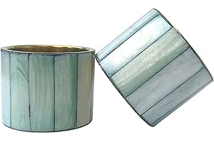 ASTER HOME Portatovaglioli da Tavolo in Pietra Naturale di Madreperla Blu Verdastra - Set di 6 Eleganti Portatovaglioli Natalizi - Set di 6 Robusti Portatovaglioli Natalizi Dorati (6)