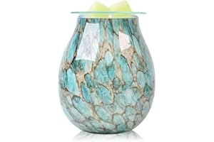 EQUSUPRO Wax Melt Burner for Scented Wax - Glass Electric Wax Melter, Fragrance Wax Warmer, Decorative Night Light for Home Office Bedroom Living Room Decor & Gift (Cobblestone)