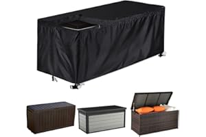 COOSOO Patio Deck Box Cover with Zipper Waterproof Outdoor Garden Furniture Cover 420D Oxford Cushion Box Cover Storage Ottoman Bench Cover for Deck Box Container Rectangle (Black, M:130 * 60 * 71cm)