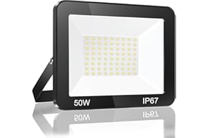 YIQIBRO Faretto LED da Esterno 50W, Faro LED Esterno IP67 Impermeabile, 5000LM 6500K Super Luminoso Bianco Freddo Luce di Sicurezza per Giardino, Garage, Cortile, Terrazza, Patio