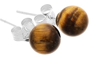 LEBENSQUELLE PLUS Boucles d'oreilles en argent 925 avec pierre précieuse - Boule/perle de 6 mm de diamètre - Boucles d'oreilles avec fermoir, 6mm, Pierre précieuse, Divers